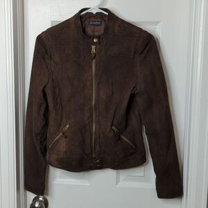 Lucky Brand Brown Suede zip up jacket Size S
